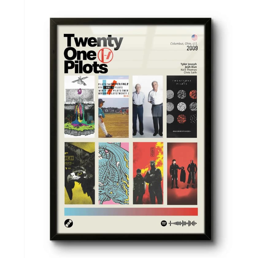 Quadro Decorativo: Twenty One Pilots / Discografia (2009) Álbuns, Musica, Clássicos.