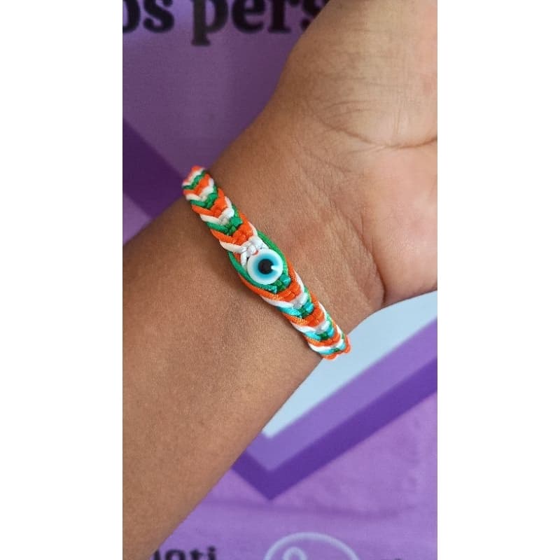 Pulseira Olho Grego colorida em Macramê Ajustável – Proteção e Boa Energia | Artesanal