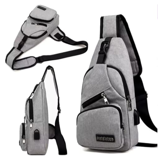 Mochila Transversal Masculina Pochete De Ombro Com Entrada USB U / VARIADA