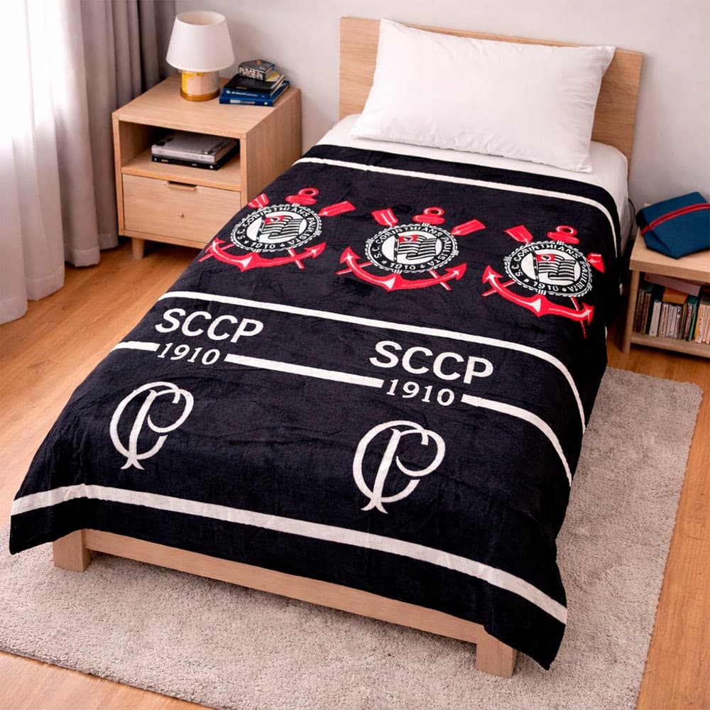 Manta Soft Microfibra Time Futebol Personagem Estampada Macia Antialérgica Quarto Cama 2,00 x 1,50mt