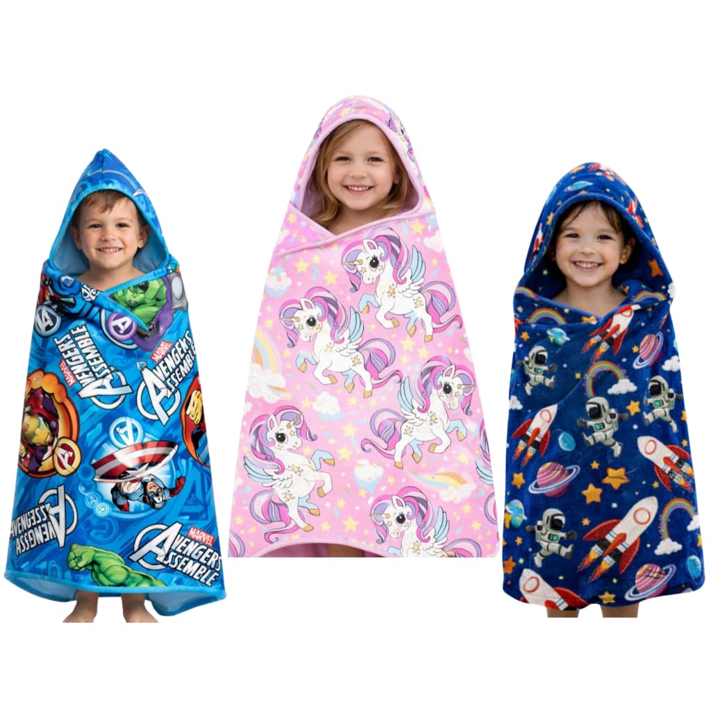 Toalha De Banho Infantil Estampada Grande Gigante Com Capuz 140cm