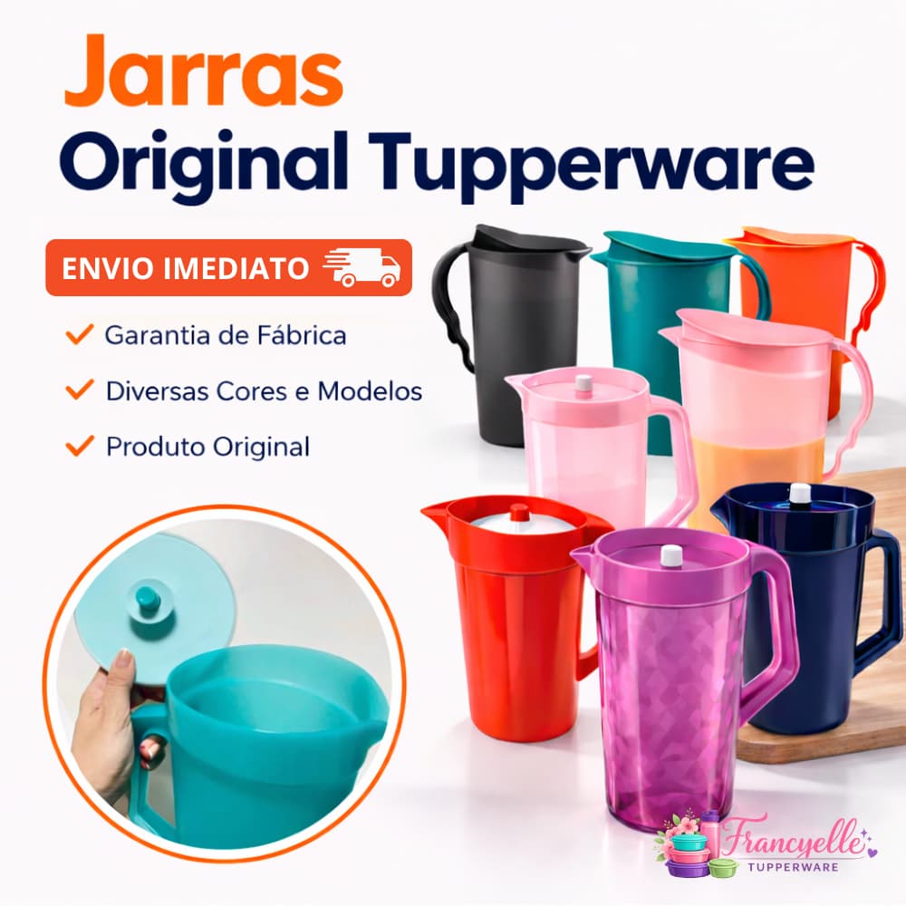 Jarra Retangular Com Tampa Grande 1.1 Litros Cabe Na Porta da Geladeira Produto Tupperware Original