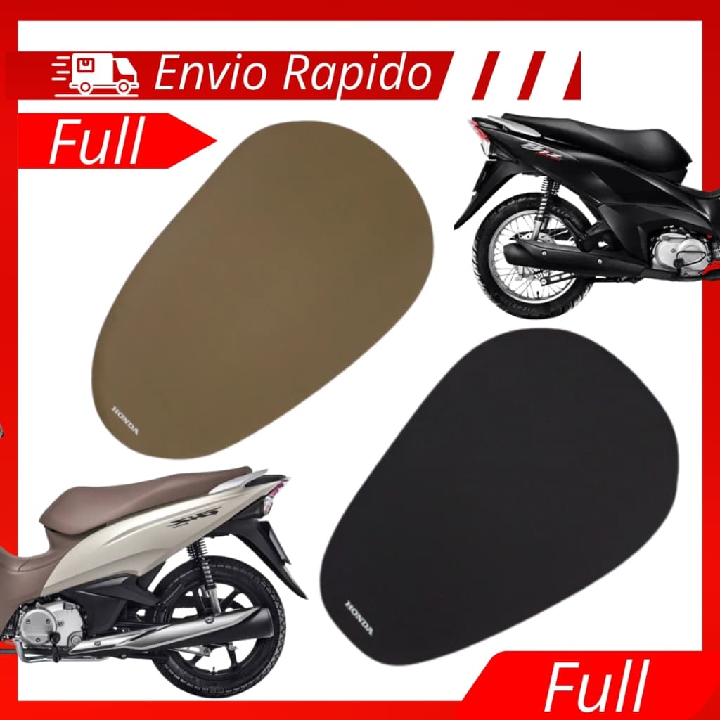 Capa de Banco Honda Biz 125 2009 2010 2011 2012 2013 2014 2015 2016 2017 2018 Preta Lisa/ Caramelo