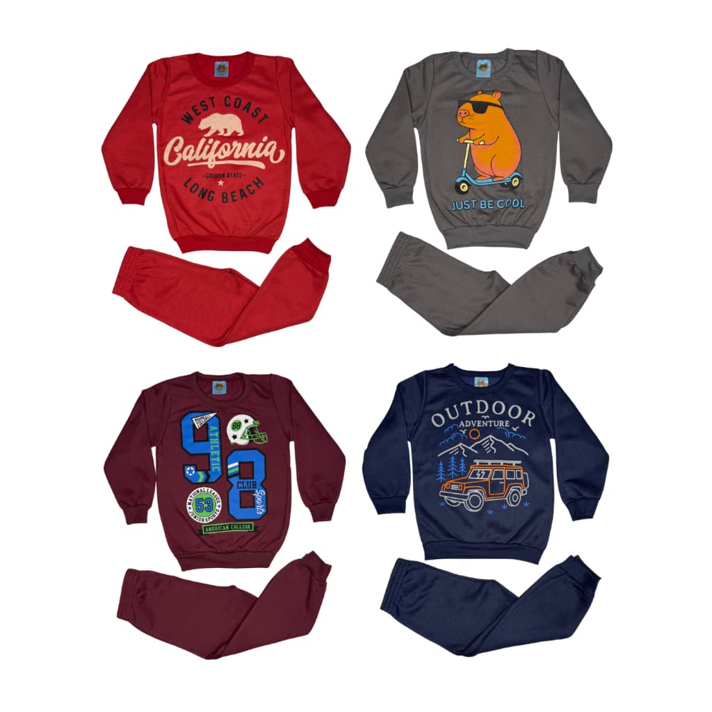 Kit 2 Peças Moletom Menino Sortido Inverno 1 Casaco 1 Calça TAM 1 ao 10