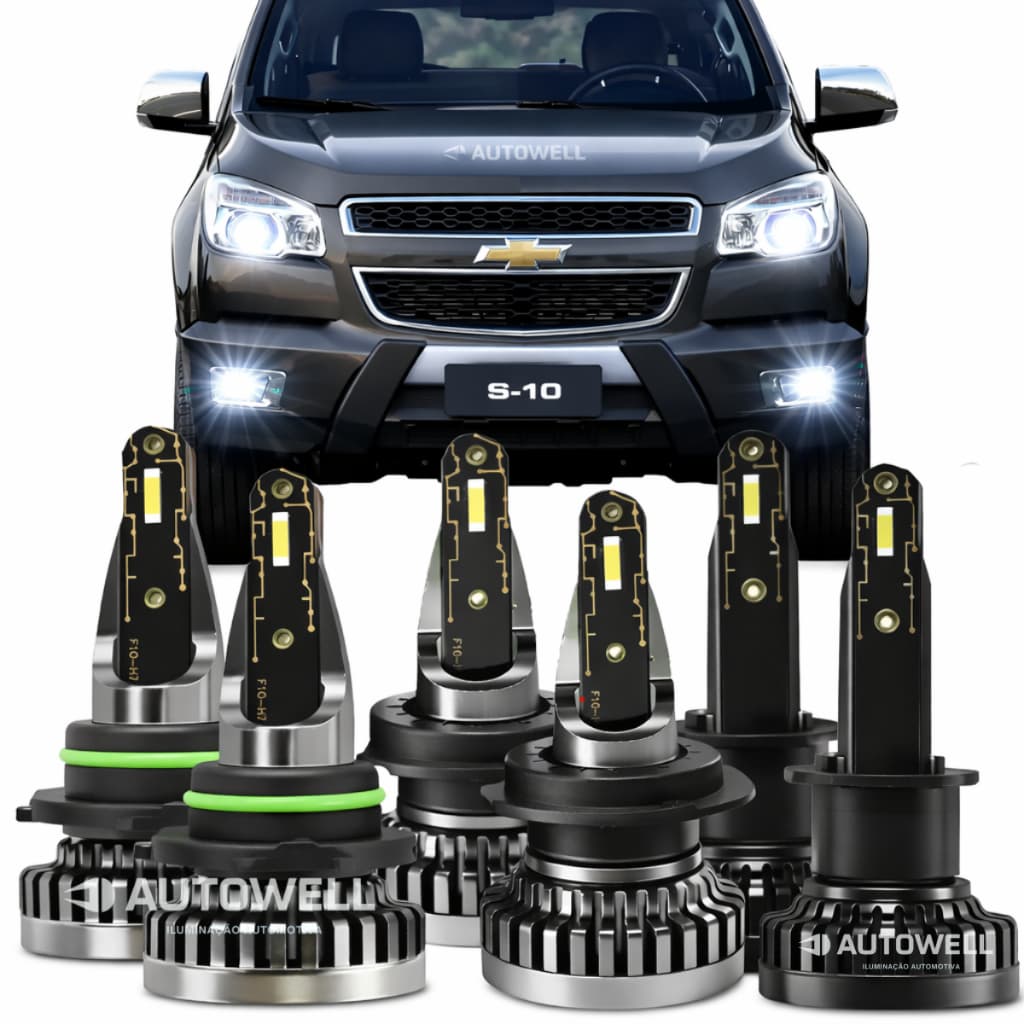 Kit Lâmpadas Ultra Led Nano S10 2012 2013 2014 Até 2016 Farol Alto Farol Baixo Farol Milha