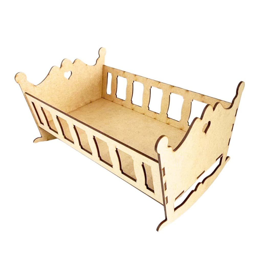 1 mini berço de balanço 30 cm mdf cru bercinho mini boneca presente menina cha bebê crianças