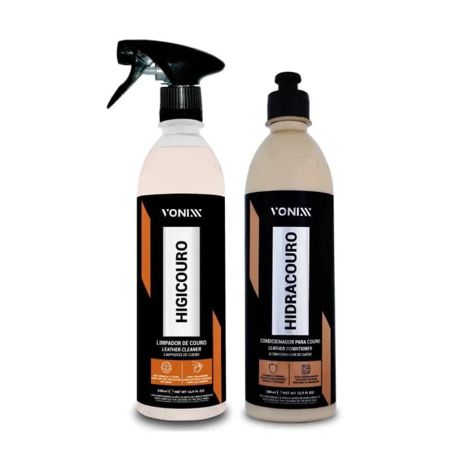 DUPLA Higicouro + Hidracouro Vonixx 500ml Limpa e Hidrata Couro