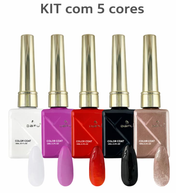 Kit 5 Esmaltes em Gel Luxo Dafu 10ml – LINHA PROFISSIONAL | Camada Única | Alta Pigmentação | Secagem UV/LED | ANVISA