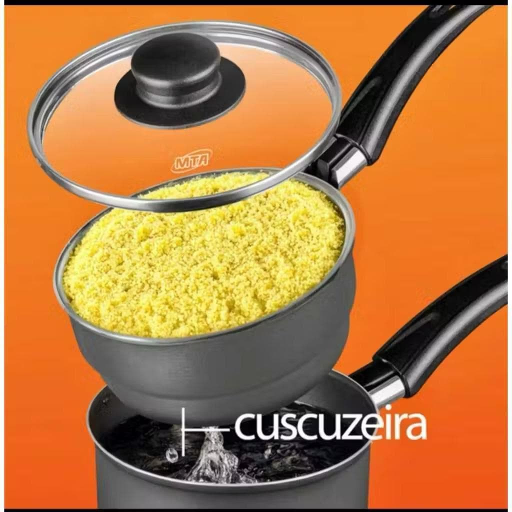 Cuscuzeira 2 Em 1 1l Antiaderente Tampa De Vidro 12cm
