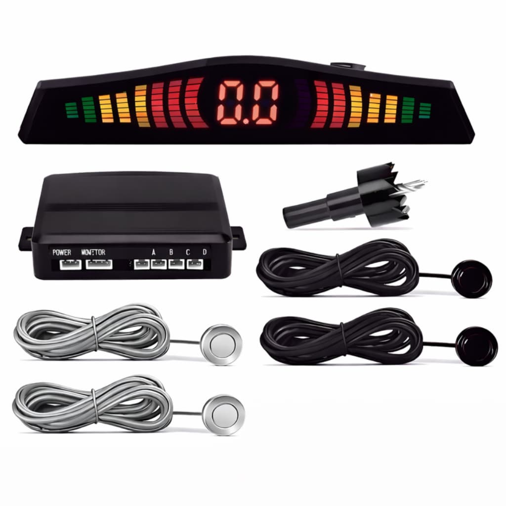 Kit Sensor de Estacionamento Sensor de  Ré C/ Display Etech Premium 4 pontos 18MM Preto Ou prata