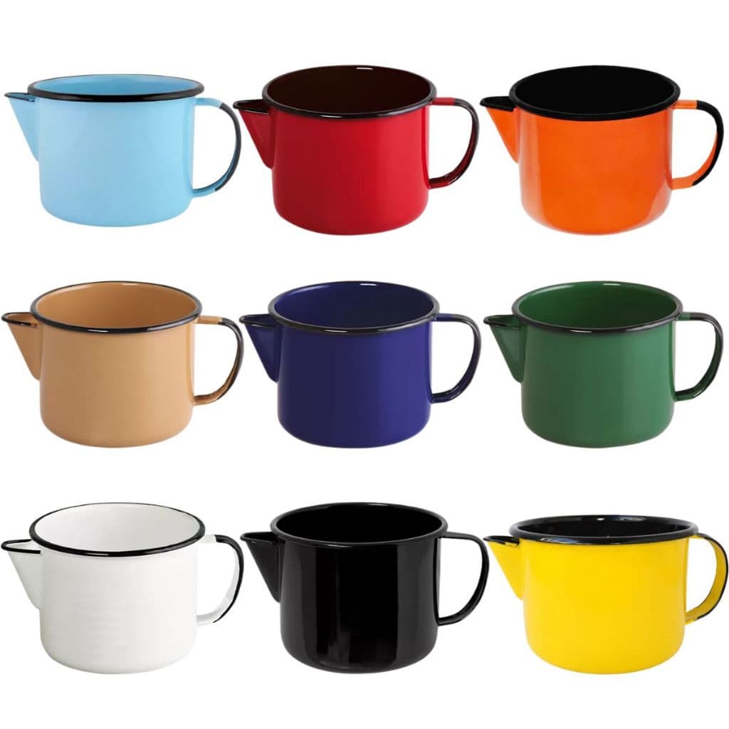 Caneca c/ Bico 1L Aço Esmaltada Indução, Gás, a Lenha Ewel