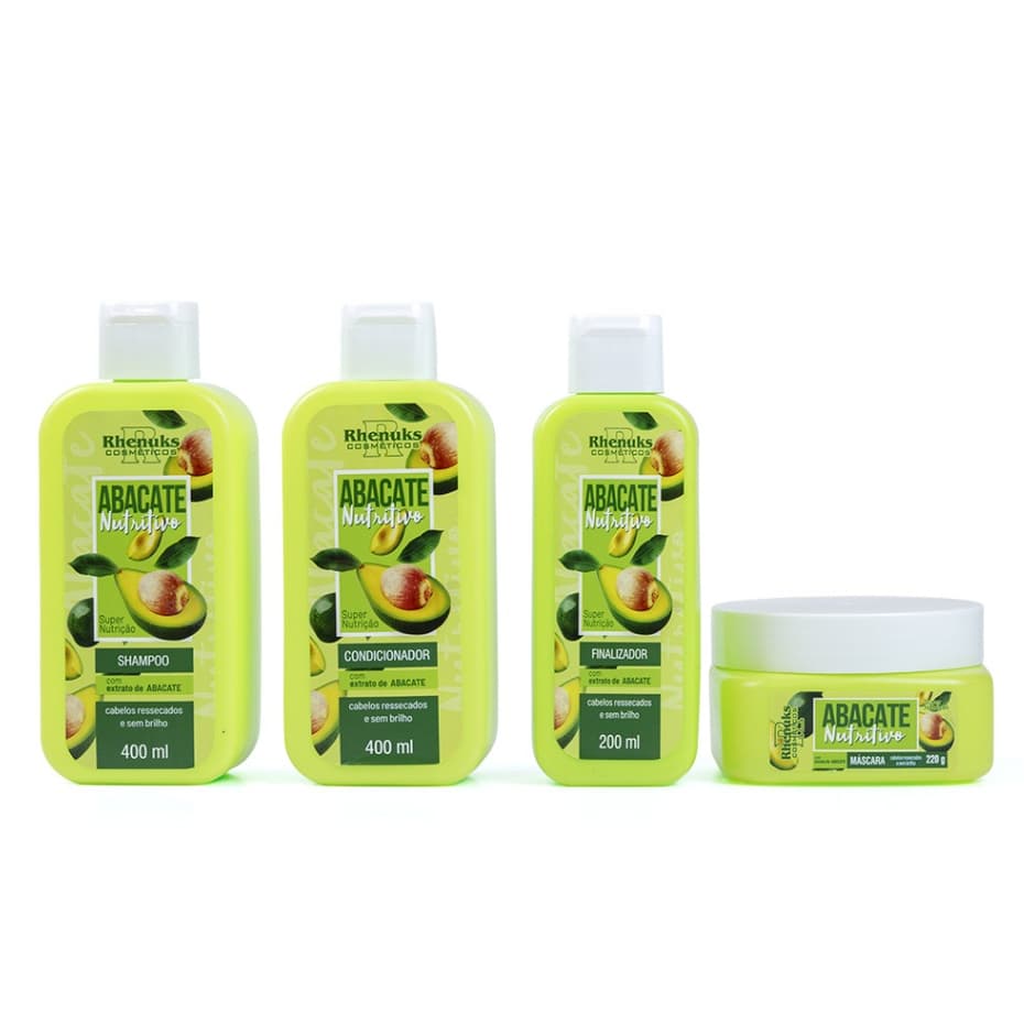 Kit Capilar Rhenuks Abacate 4 Produtos Nutrição Hidratação Antifrizz Brilho Shampoo Máscara Original