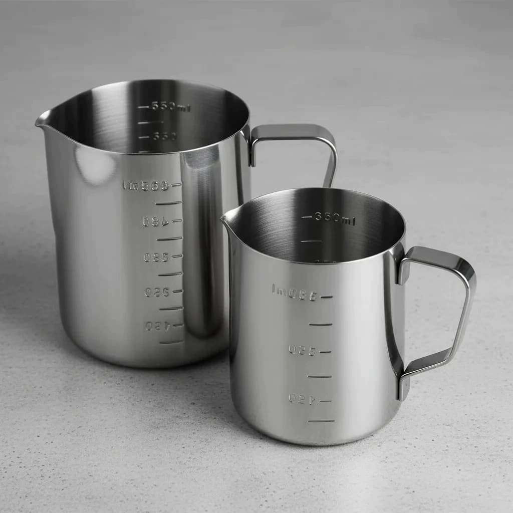 Kit 2 Leiteira Inox 350ml E 600ml Barista Jarra Prateado
