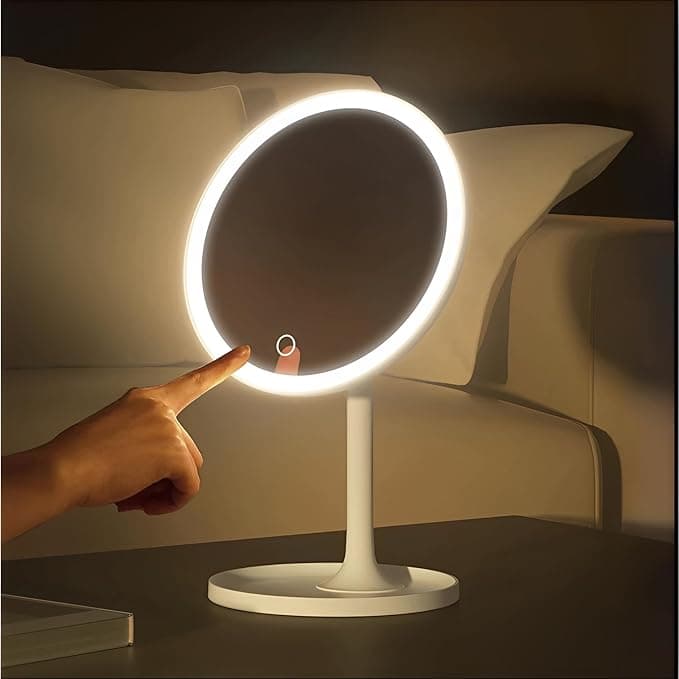 Espelho Maquiagem De Mesa Com Cabo Usb E Ring Light iluminação Led