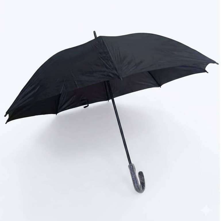 Guarda-Chuva Preto 8 Varetas Duplas – Cabo Curvo | Abertura Manual | Resistente e Elegante cor:preto