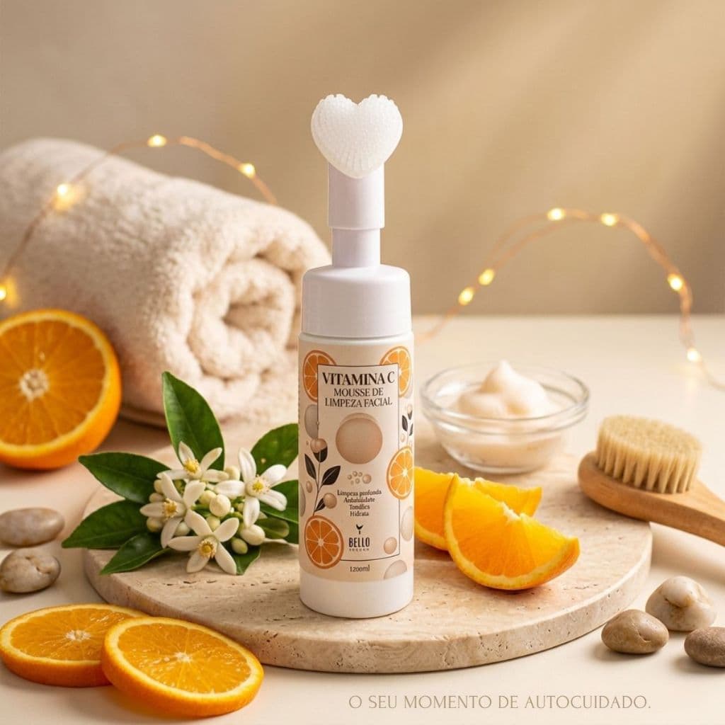 Mousse de Limpeza Vitamina C Bello Charme – Espuma Facial Demaquilante Hidratante