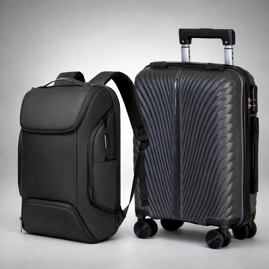 Kit Mala 10 kg Bordo Com Mochila Executiva Impermeável Notebook