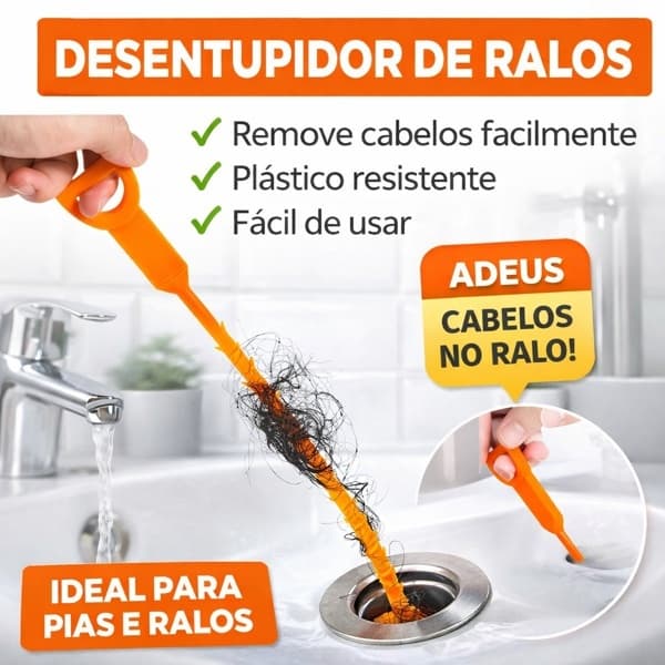 Desentupidor Coletor de Cabelos Ralos Pias Banheiro Plástico Resistente