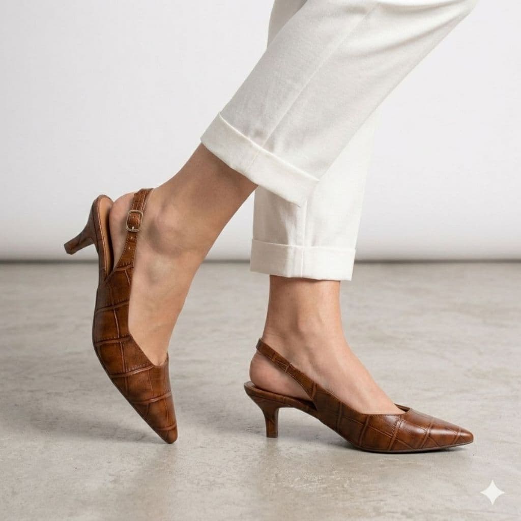 Scarpin 3,5 cm Salto Fino Feminino Bico Fivela Elegante