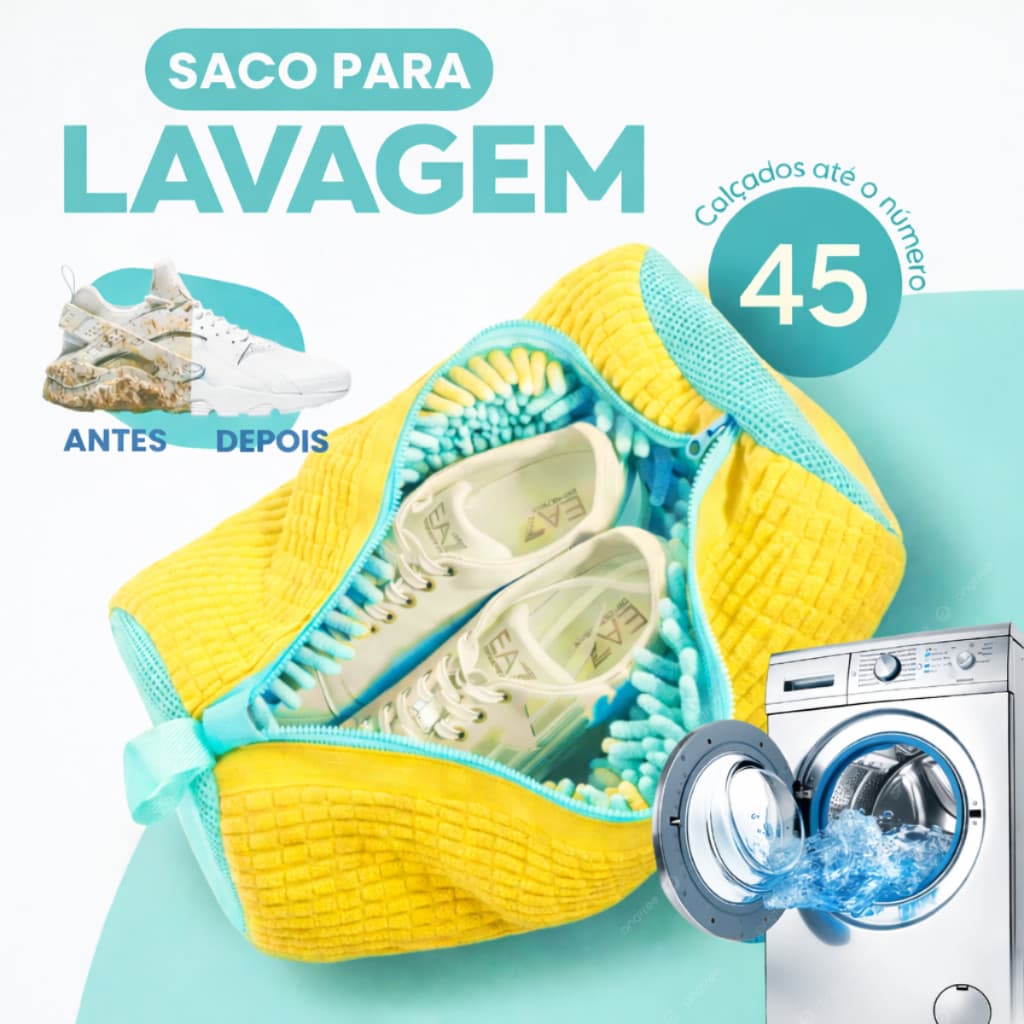 Kit 2 Sacos Para Lavagem Tênis Calçados na Máquina de Lavar