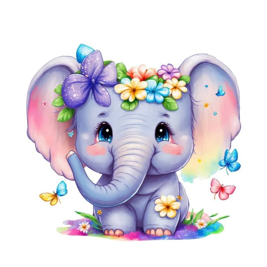 Aplique Termocolante - Elefante Flor - 88mm x 70mm