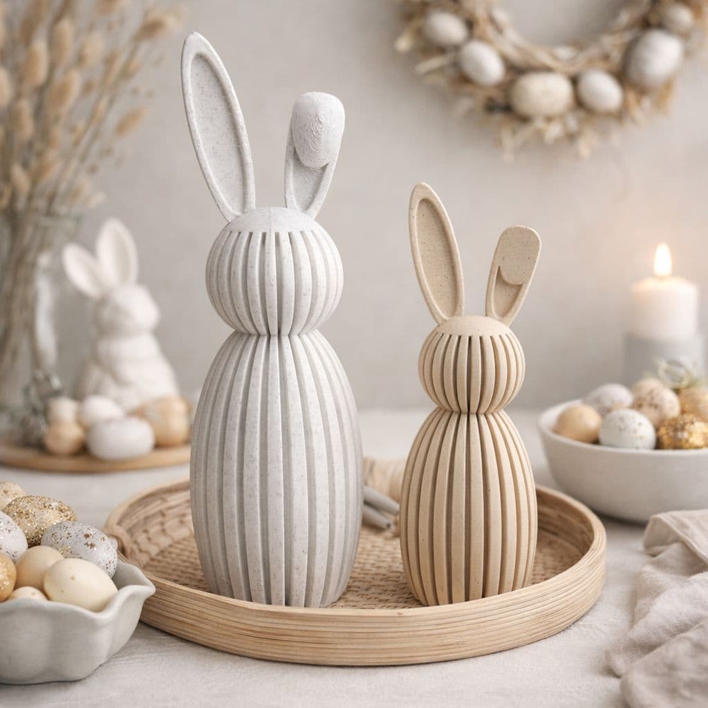 Coelho Decorativo de Páscoa Minimalista Kit 2 Pç Enfeite Mesa Posta Decoração Moderna Casa Sala