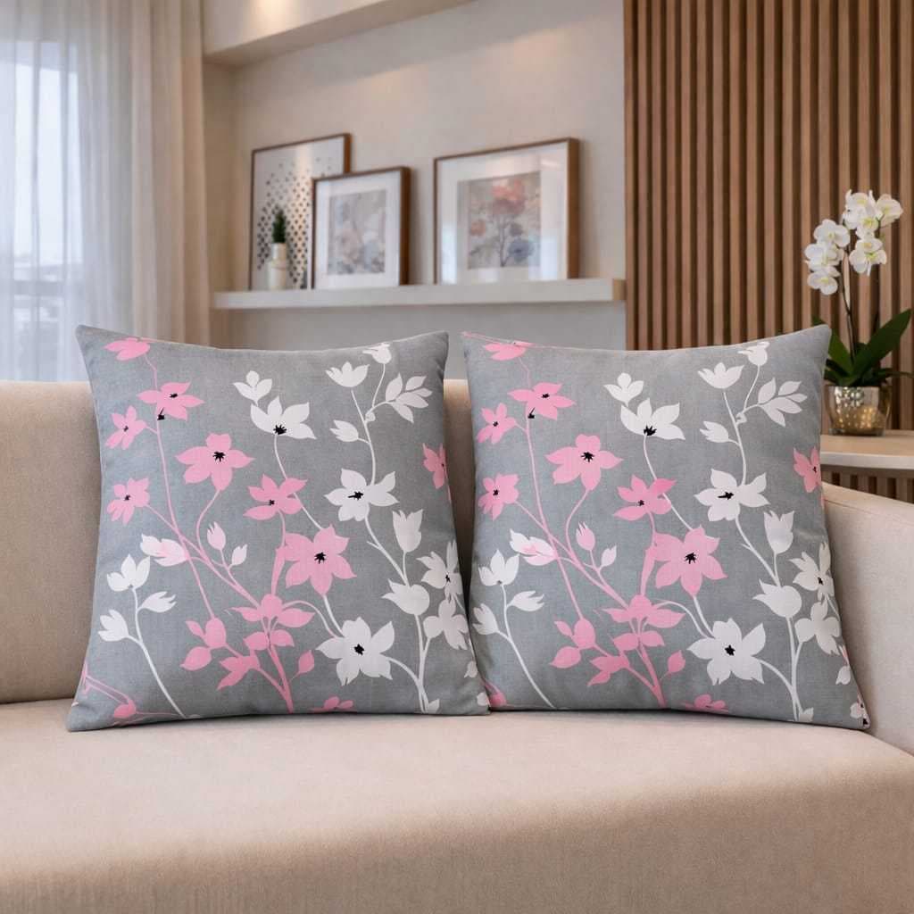 Kit 2 Capas de Almofada de Algodão com Zíper Oculto para Sofá e Cama/ Decoração de Sala e Quarto