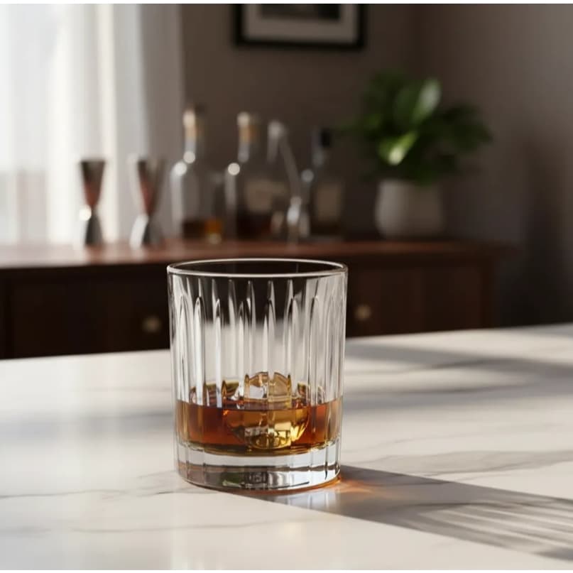 Jogo 6 Copos Baixo 350ml Vidro Grosso Premium Ideal para Whisky e Drinks Design Clássico Vintage Elegante