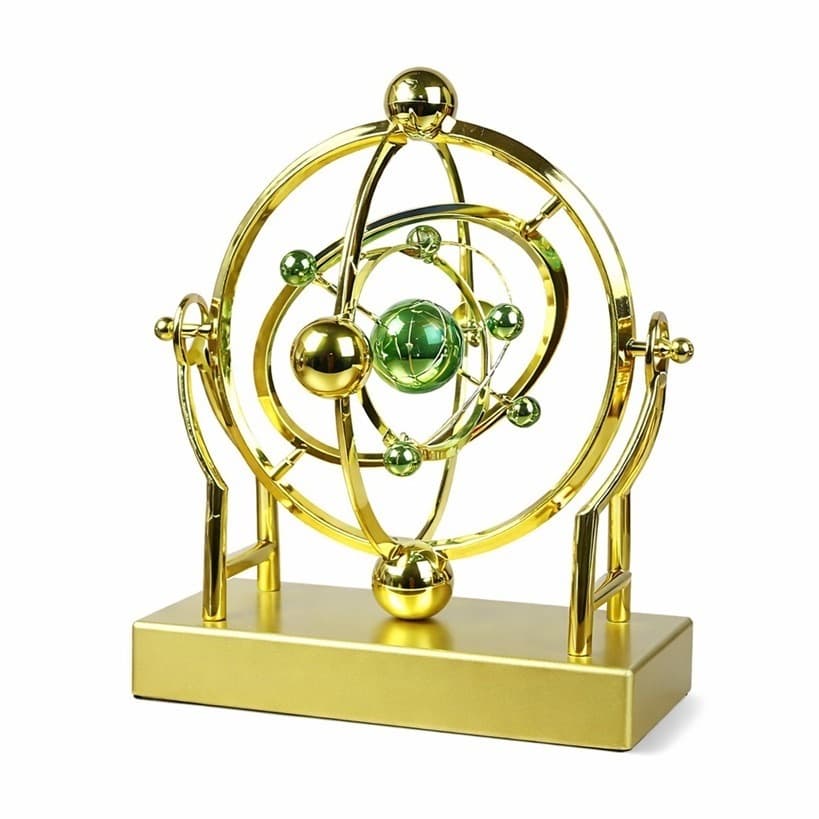 Pêndulo Decorativo Sistema Solar Dourado com Esferas Verdes