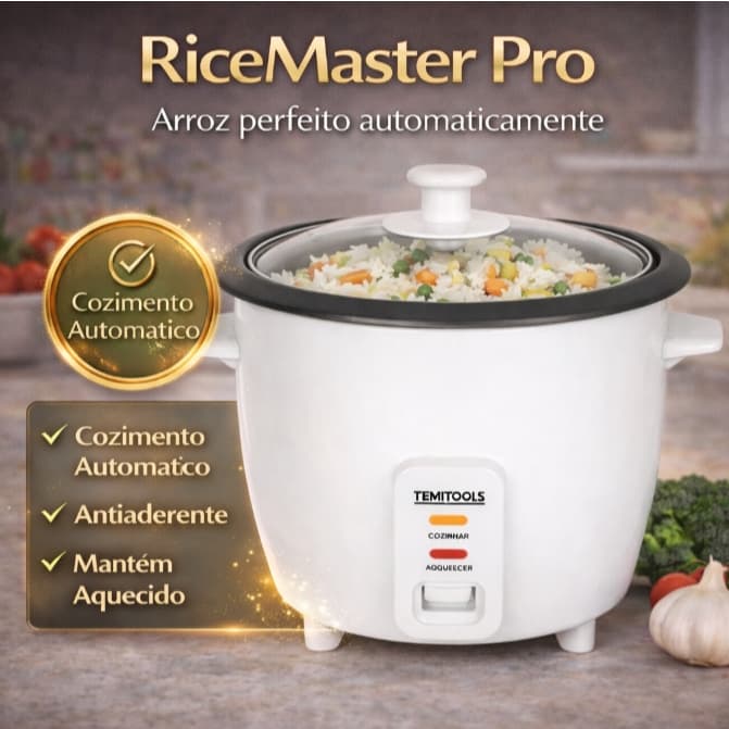 Panela Elétrica de Arroz RiceMaster Pro 1,3L Automática Antiaderente Cozinha Prática 220V