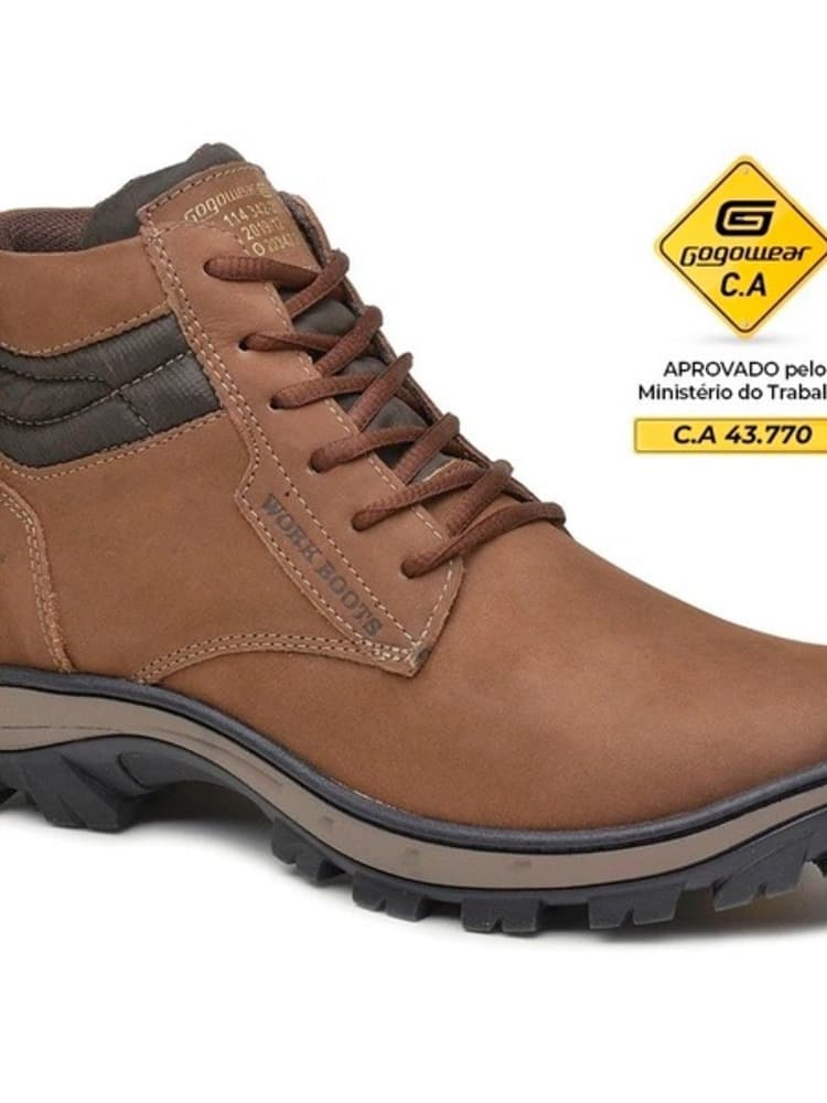 Bota de Segurança Masculina Gogowear Couro C.A IPI Antiderrapante