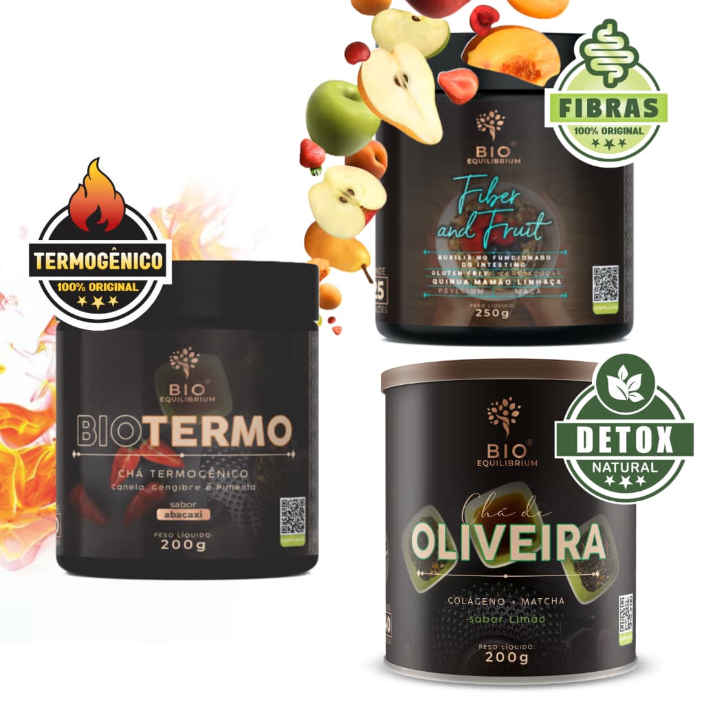 Combo Termogênico Natural + Fibras Funcionais + Chá de Oliveira Solúvel | BioTermo + Fiber and Fruit + Chá de Oliveira