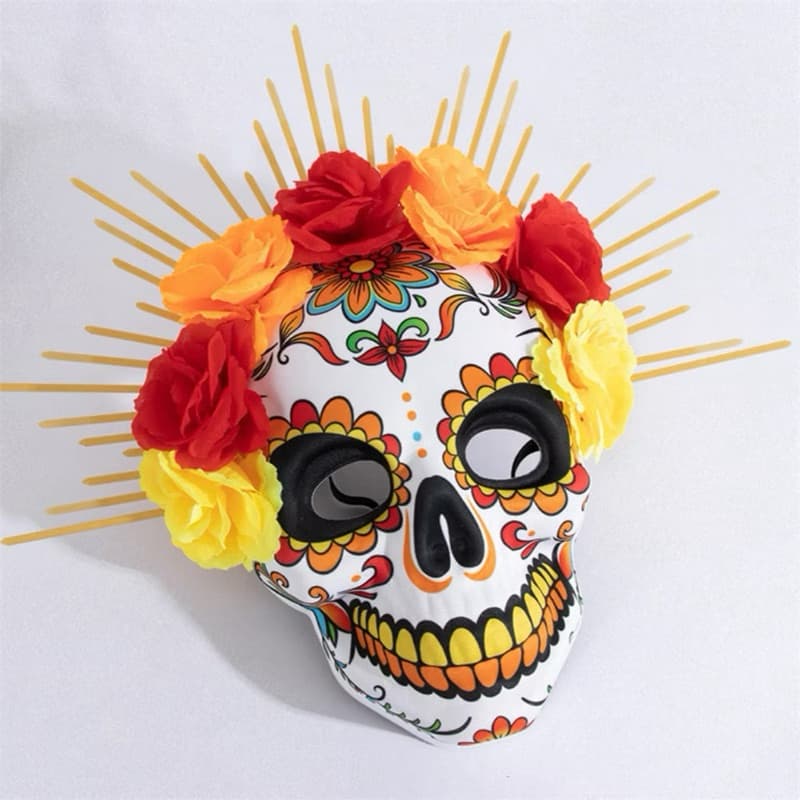 1 Pçs Máscara De Olho De Caveira Mexicana Dia Dos Mortos Papel Açúcar Crânio Facial Completa Com Corda Fontes De Festa D
