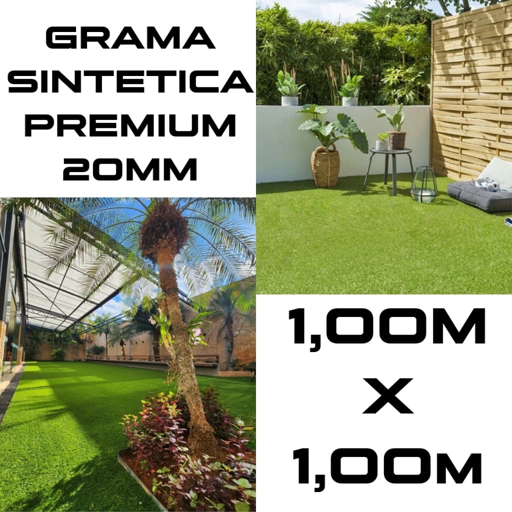 Grama Sintética Premium 20mm (1m²) Para Jardim,  Lazer, Áreas Internas, Externas e Playgrounds