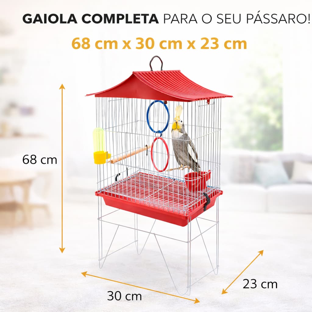 Mini Viveiro Gaiola Para Pássaros Modelo Chinesinha 68x30x23 Passarinho