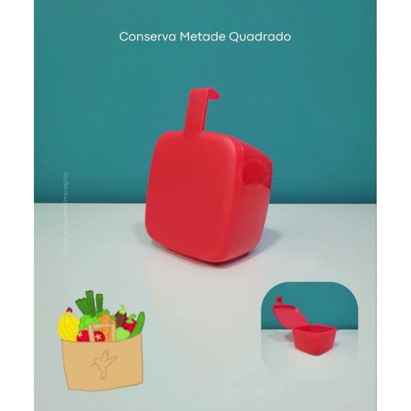 Tupperware Porta Metade Quadrado 600ml Vermelho.