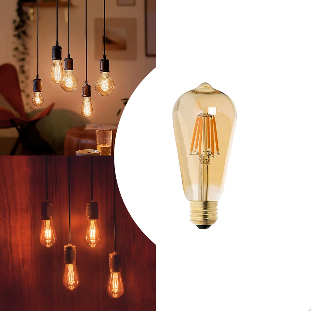 Lâmpada Filamento Led ST64 Decorativa Vintage 4w 2500K Âmbar - Emporio G Iluminação