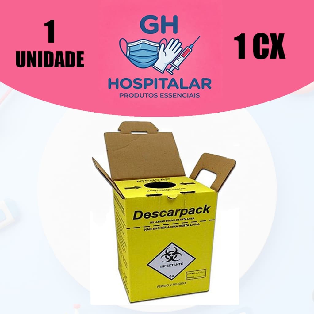 Caixa coletora Para Material Perfurocortante 3L Descarpack - UNIDADE