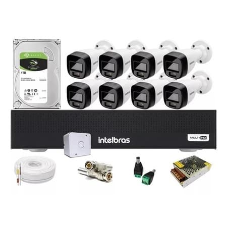 Kit 8 Cameras Intelbras 1120, Dvr 8 Canais C/ 1tb