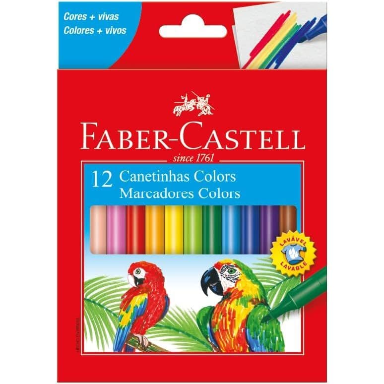 Canetinha Caneta Hidrográfica 12 Cores Faber Castell 15.0112CZF