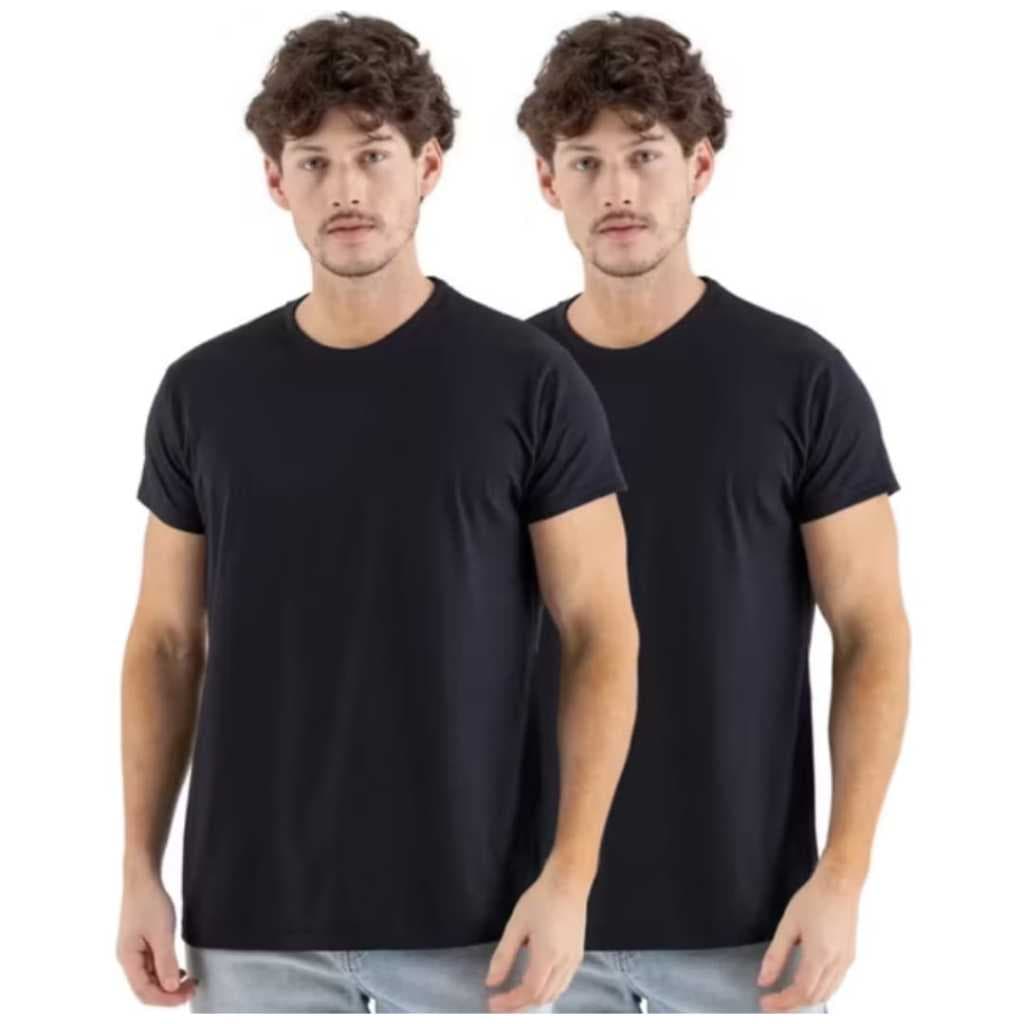 KIT 2 Camiseta Básica Masculina Lisa 100% Algodão Camisa Gola Redonda Manga Curta Unissex (P AO XG)