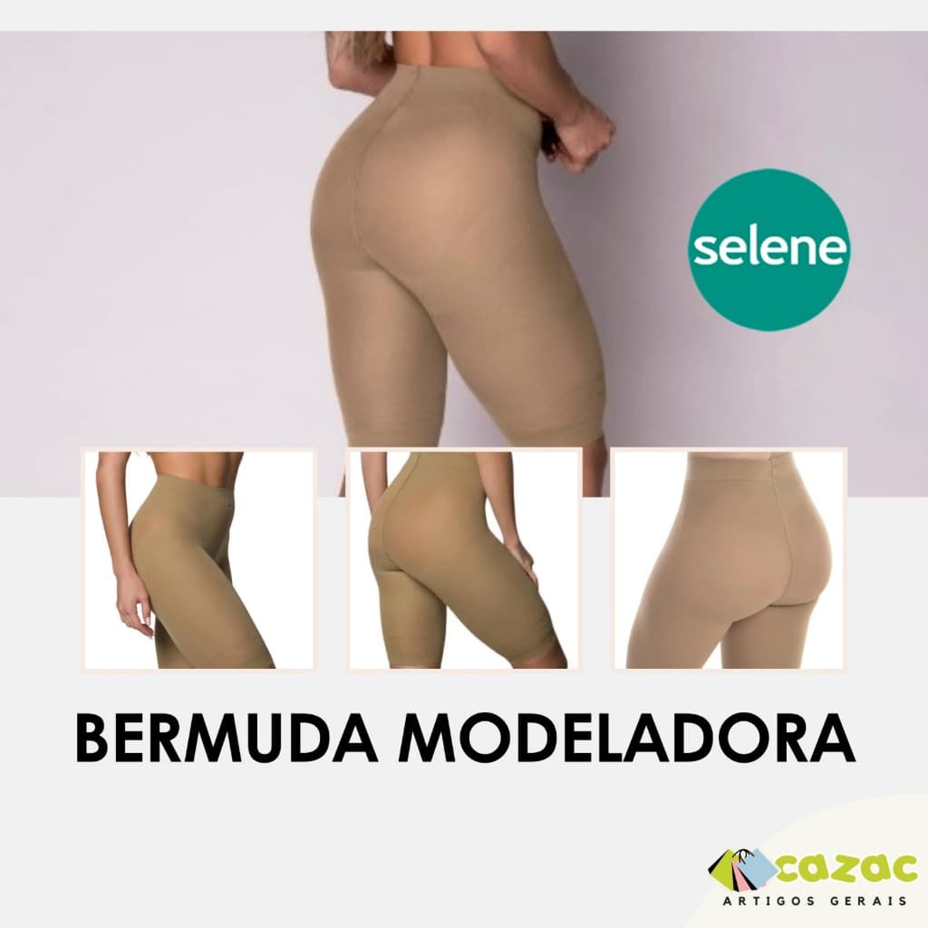 Bermuda Modeladora Elastano Cintura Alta Shape Confort Sem Costura Poliamida Selene