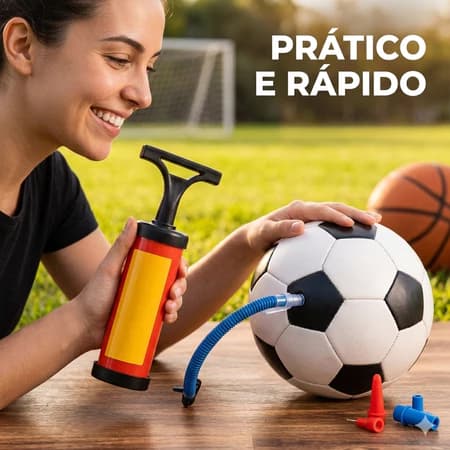 Bomba de Ar Manual com Bico Amarela Portátil Inflador para Bola Bicicleta Colchão