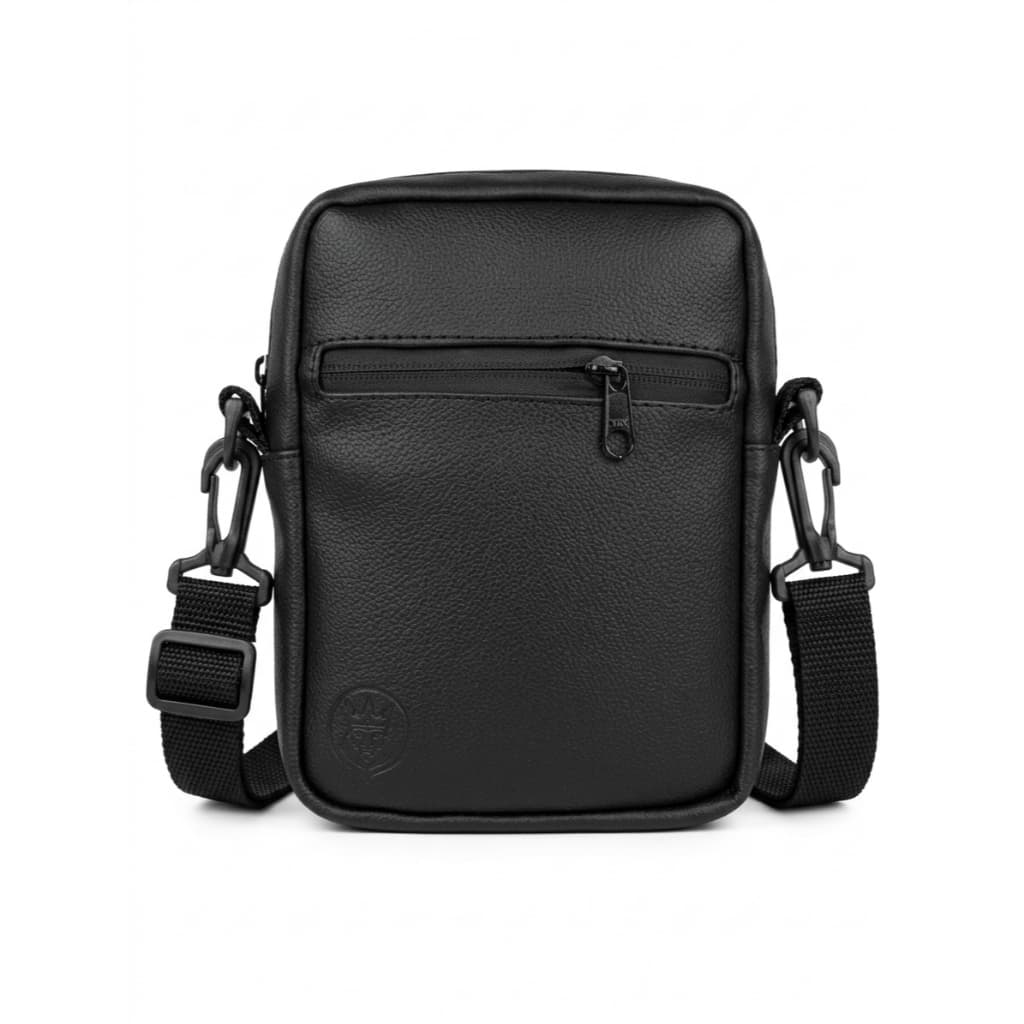 Shoulder Bag Tiracolo Masculina e Feminina Transversal Reforçada  Couro Ecológico Preto Resistente à Água