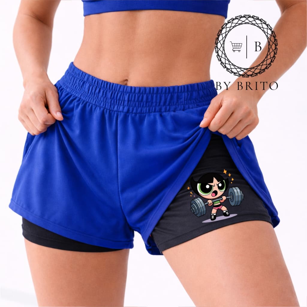 Shorts Feminino Compressão 2 Em 1 DOCINHO 01 Ideal Para Treinos Corridas CrossFit Casual Basico
