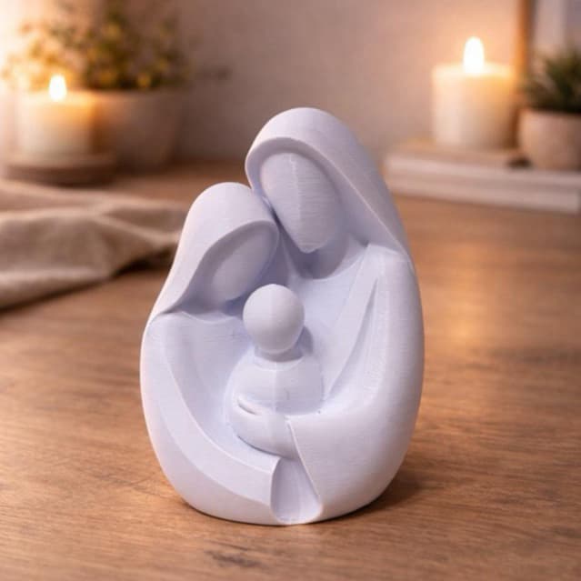 Escultura Sagrada Família Minimalista – Decoração Religiosa Moderna - Presente - Casa - Natal - Sala - Regilioso