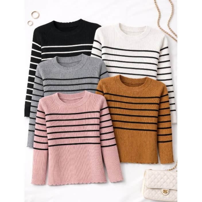 Blusa Feminina Tricot Manga Longa Listrada