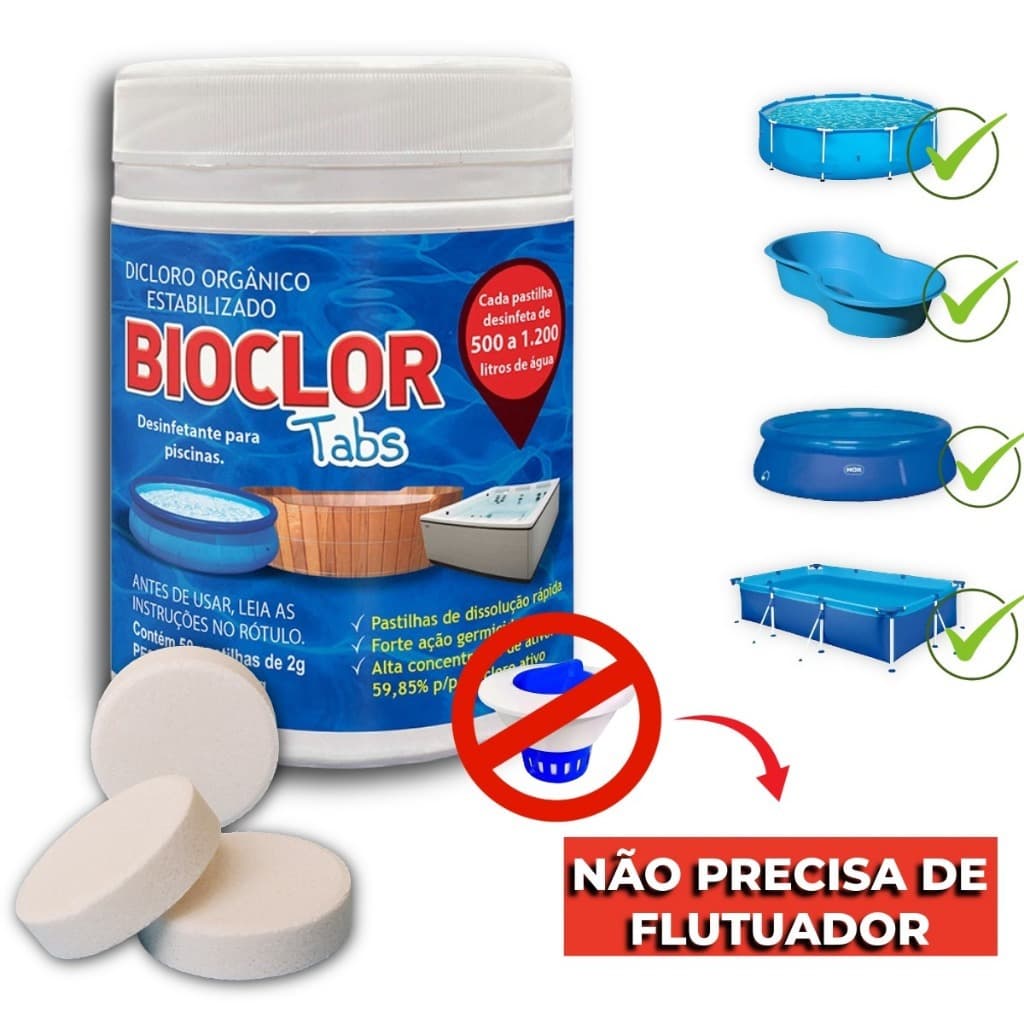 Cloro Orgânico Para Piscina Plástica Infláveis 50 Pastilhas Original