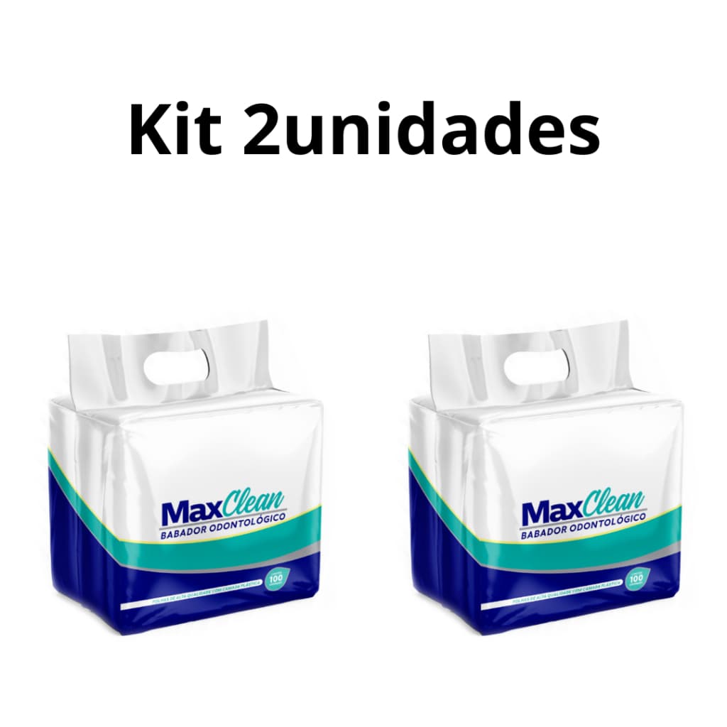Babador Odontológico Descartável MaxClean 200 Unidades Kit 2 Pacotes