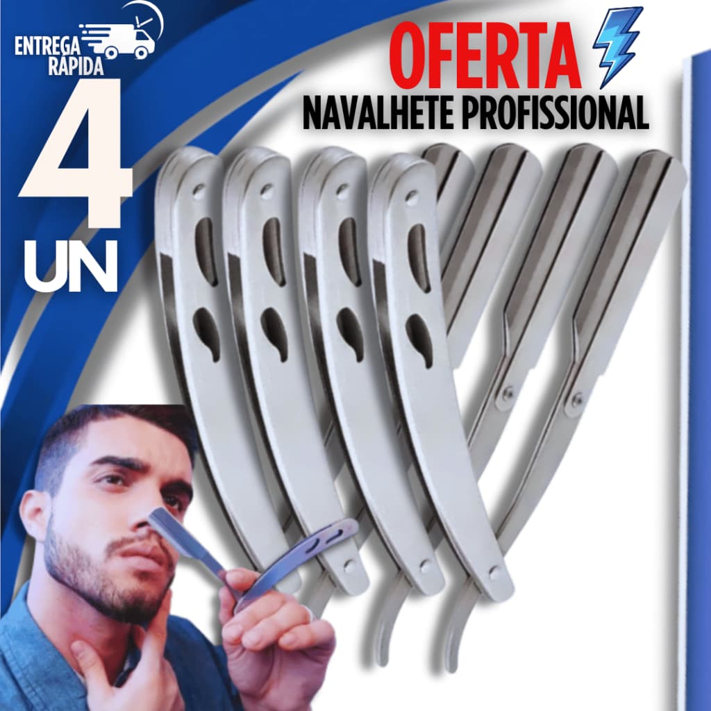 Jogo Navalha Aço Inox Navalhete Para Barbear Profissional Barbeiros Leve Destreza Barbearia